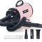 High Velocity Professional Dog Dryer with Heater - Adjustable Speed Pet Blow Dryer, 3 Nozzles & Comb, Stylish Pink (2400W)